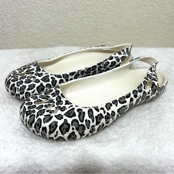 Crocs Kadee Ballet Flats White Leopard Print Size 8 - Picture 13 of 13